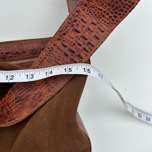 Daniella Lehavi Nevada Hobo Purse Suede Croc Shoulder Bag Suede Leather Camel - Picture 14 of 16